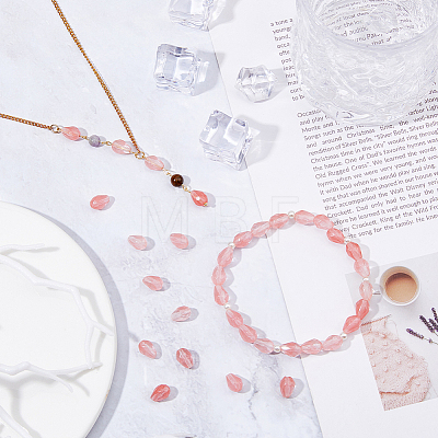 2 Strands Cherry Quartz Glass Beads Strands G-FH0002-40-1