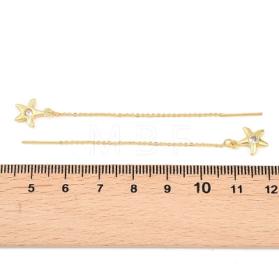 Brass Clear Cubic Zirconia Ear Thread EJEW-H182-05A-G-1