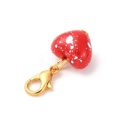 Spray Painted Opaque Acrylic Heart Pendant Decorations HJEW-JM04215-01-1