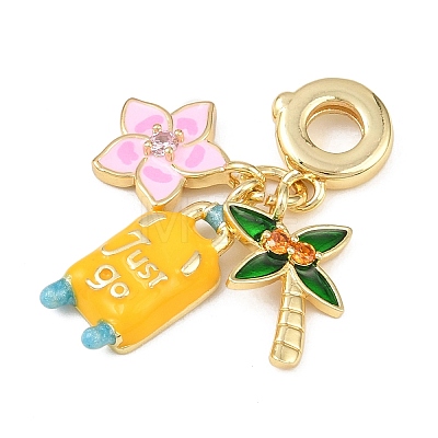 Rack Plating Brass Cubic Zirconia Summer European Dangle Charms X-KK-P287-01B-G-1