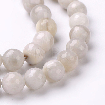 Faceted Natural Agate Round Bead Strands G-L383-11-12mm-1