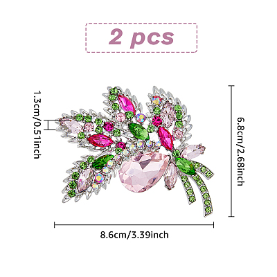 4Pcs Rhinestone Flower Brooch Pin JEWB-HY0001-07-1