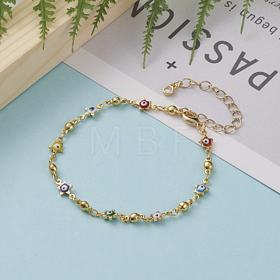 Brass Enamel Link Bracelets BJEW-JB05813-1