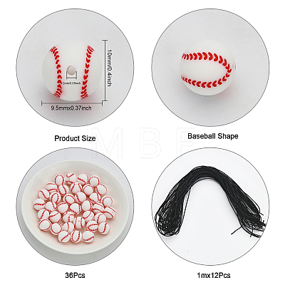 DIY Baseball Shape Beaded Bracelet Making Kit DIY-CA0005-06-1