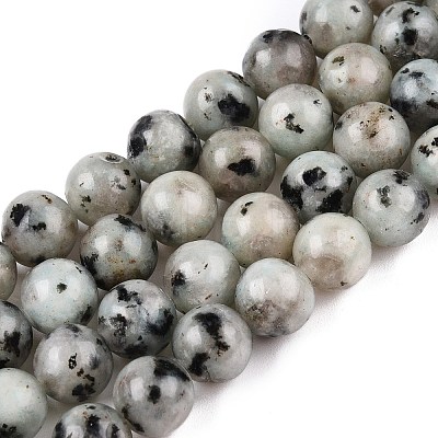 Natural Sesame Jasper/Kiwi Jasper Bead Strands G-R345-8mm-36-1