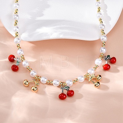 Brass Micro Pave Clear Cubic Zirconia Beaded Necklaces NJEW-Z059-04G-04-1