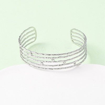 304 Stainless Steel Multi-strand Cuff Bangles for Women BJEW-B156-01-1