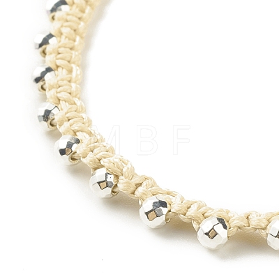 Synthetic Hematite Braided Bead Anklet AJEW-AN00479-1