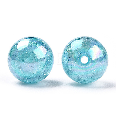 AB Color Transparent Crackle Round Acrylic Beads CACR-S006-04-1