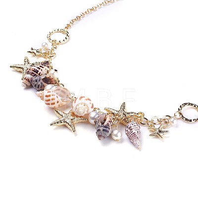 Natural Conch Shell Bib Statement Necklaces X-NJEW-WH0004-02LG-1