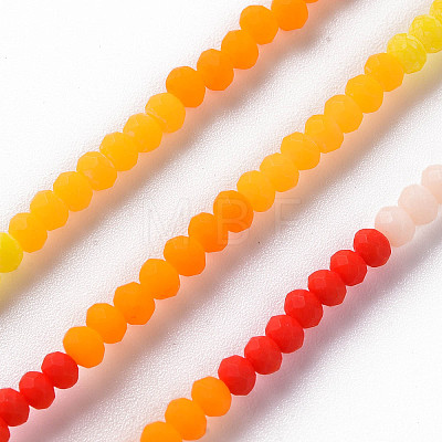 Opaque 7 Colors Frosted Glass Beads Strands X-FGLA-T002-02A-A03-1