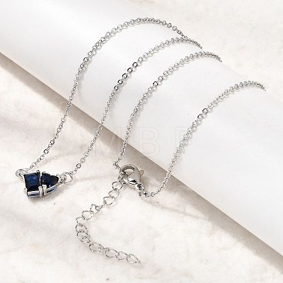 Brass Pave Cubic Zirconia Rectangle and Heart Pendant Cable Chain Necklaces KK-CBAB173-04P-01-1