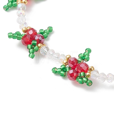 Christmas Glass Beaded Bracelets for Women BJEW-MZ00243-1