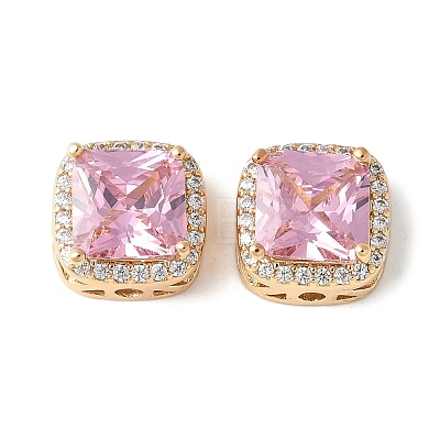 Brass Micro Pave Cubic Zirconia Beads KK-A253-20G-01-1