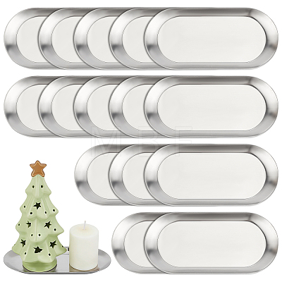 20Pcs Oval 430 Stainless Steel Jewelry Display Plate STAS-WA0001-04-1