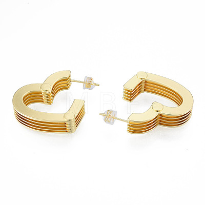Brass Multi-Layer Heart Stud Earrings EJEW-N011-89-1