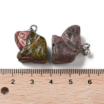 Natural & Synthetic Mixed Gemstone Pendants G-B068-12P-1