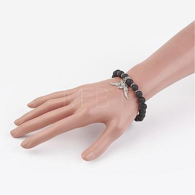 Natural Lava Rock Beads Stretch Bracelets BJEW-JB02712-1