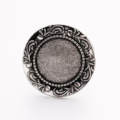 Vintage Adjustable Iron Finger Ring Components Alloy Cabochon Bezel Settings X-PALLOY-O039-08AS-1