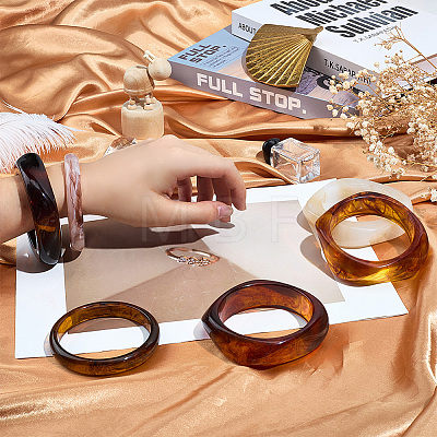 6Pcs 6 Styles Resin & Acrylic Bangles BJEW-PH0004-71-1