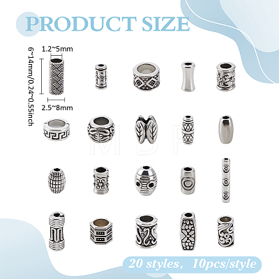 200Pcs 20 Styles Tibetan Style Alloy Beads FIND-PH0038-60-1
