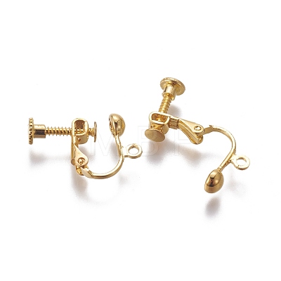 Rack Plated Brass Screw Clip-on Earring Findings X-KK-P169-04G-1