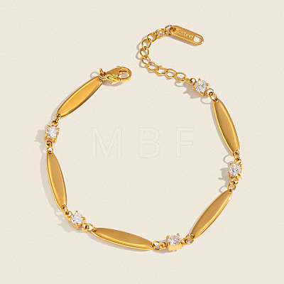 304 Stainless Steel Crystal Rhinestone Horse Eye Link Chain Bracelets for Women GV0285-1-1