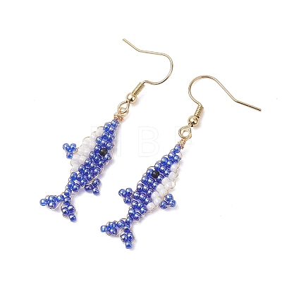 Handmade Glass Seed Beaded Dangle Earrings EJEW-MZ00721-1