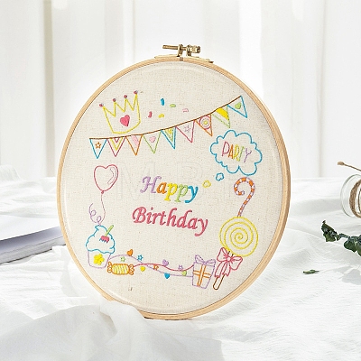 Word Happy Birthday DIY Embroidery Starter Kits PW-WG23508-02-1