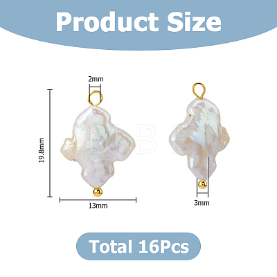 16Pcs 2 Styles Natural Baroque Pearl Pendants PALLOY-HS00047-1