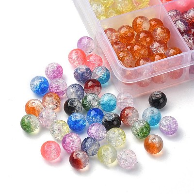 360Pcs 12 Colors Transparent Crackle Baking Painted Glass Beads Strands DGLA-YW0001-12-1
