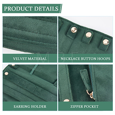 Portable Rectangle Velvet Jewelry Storage Rolls ABAG-WH0046-105C-1