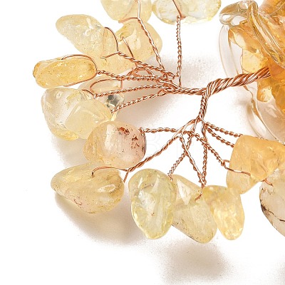 Natural Yellow Quartz Chips Tree of Life Decorations DJEW-Z007-02O-1
