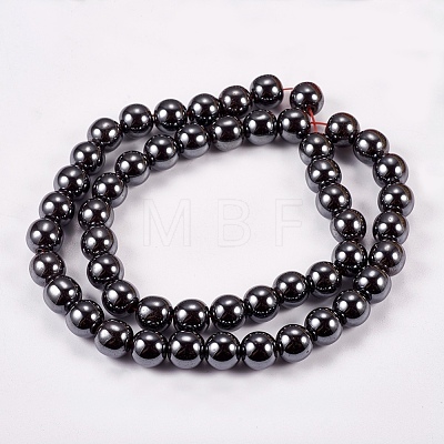 Non-Magnetic Synthetic Hematite Beads Strands G-H1624-8mm-1-1