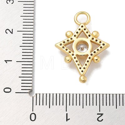 Rack Plating Brass Micro Pave Clear Cubic Zirconia Pendants KK-L224-008G-1