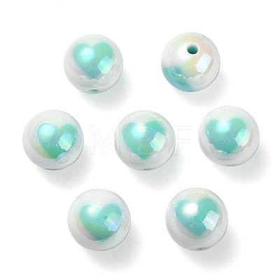 UV Plating Rainbow Iridescent Acrylic Beads OACR-F004-09F-1