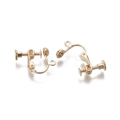 Rack Plated Brass Screw Clip-on Earring Findings KK-P169-04KCG-1
