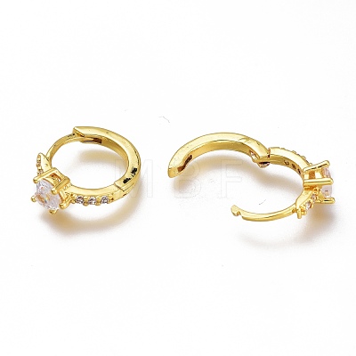 Brass Micro Pave Clear Cubic Zirconia Huggie Hoop Earrings ZIRC-H102-13G-1