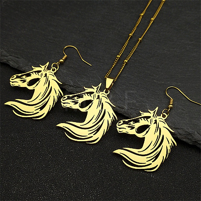 304 Stainless Steel Dangle Earrings & Pendant Necklaces Sets FS-WGE4488-02-1