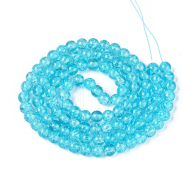 Spray Painted Crackle Transparent Glass Beads Strands CCG-Q001-8mm-06-A-1