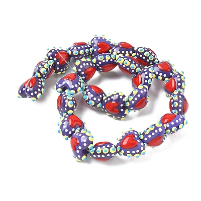 Baking Paint Glass Bumpy Beads Heart LAMP-V001-09G-1