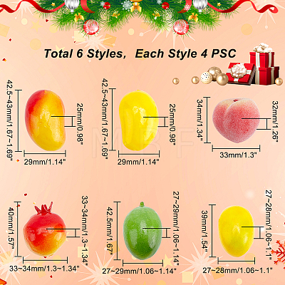   24Pcs 6 Style Mini Foam Artificial Fruit DIY-PH0009-62-1