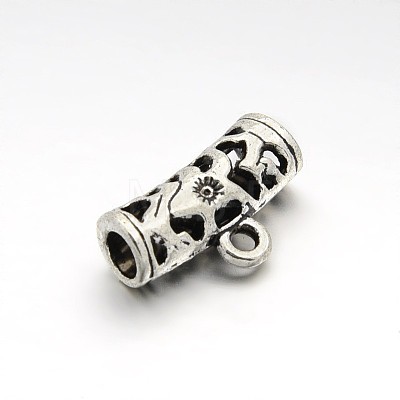 Tibetan Style Alloy Hollow Tube Bail Beads Tube Bails TIBEB-O004-46-1