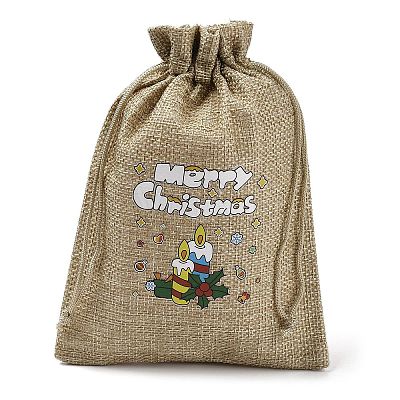 Christmas Printed Burlap Packing Pouches Drawstring Bags ABAG-Q053-02B-02-1