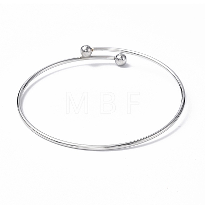 Tarnish Resistant Adjustable 304 Stainless Steel Wire Cuff Bangle Making MAK-F286-02P-1