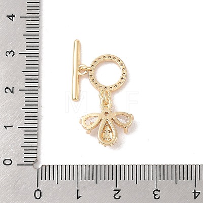 Golden Brass Micro Pave Cubic Zirconia Toggle Clasps KK-B100-039G-01-1