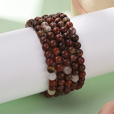 Natural Red Jasper Bead Stretch Bracelets BJEW-K212-A-012-1