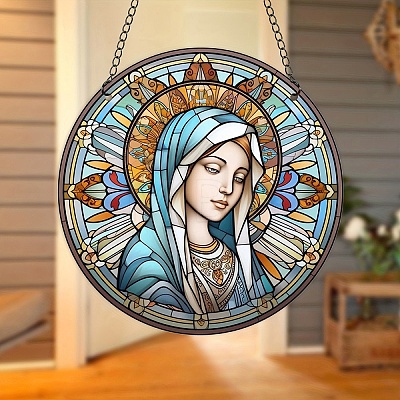 Virgin Mary Acrylic Window Hanging Ornaments PW-WG8AEE1-01-1