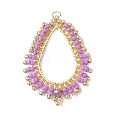 Glass Seed Beaded Pendnats PALLOY-MZ01361-01-1