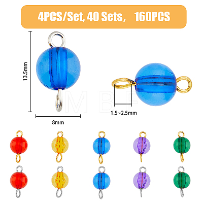 SUPERFINDINGS 40 Sets 2 Colors Acrylic Connector Charms PALLOY-FH0001-87-1